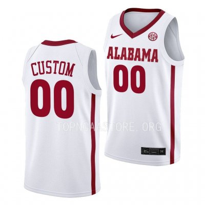 Men's Alabama Crimson Tide #00 Custom White NCAA College Basketball Jersey 2403EGKP3